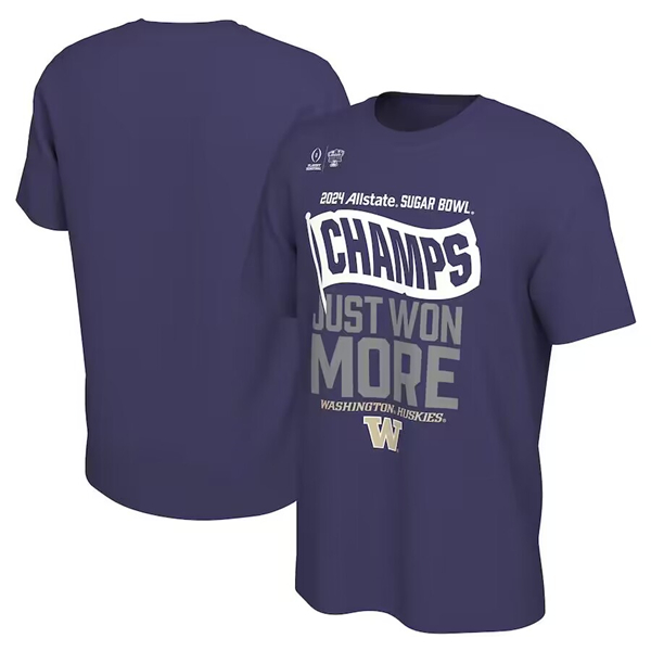 Men's Washington Huskies Purple 2024 Sugar Bowl Champions Locker Room T-Shirt